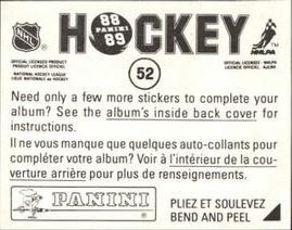 1988-89 Panini Hockey Stickers #52 Grant Fuhr Back