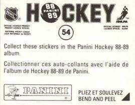 1988-89 Panini Hockey Stickers #54 Kevin Lowe Back
