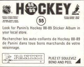 1988-89 Panini Hockey Stickers #55 Steve Smith Back