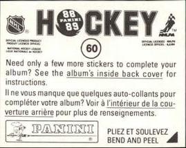 1988-89 Panini Hockey Stickers #60 Craig MacTavish Back