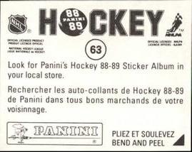 1988-89 Panini Stickers #63 Esa Tikkanen Back