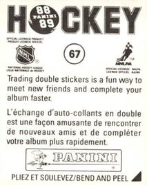 1988-89 Panini Hockey Stickers #67 Los Angeles Kings Uniform Back