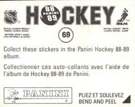 1988-89 Panini Hockey Stickers #69 Roland Melanson Back