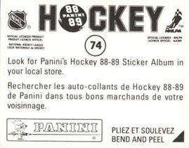 1988-89 Panini Hockey Stickers #74 Bob Carpenter Back
