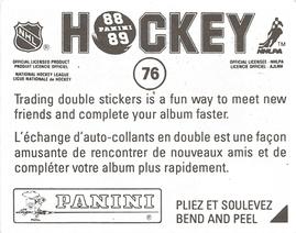 1988-89 Panini Hockey Stickers #76 Jim Fox Back