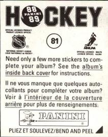 1988-89 Panini Stickers #81 Los Angeles Kings Team Photo Back
