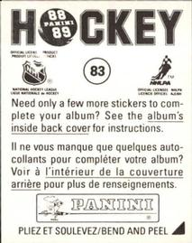 1988-89 Panini Hockey Stickers #83 Minnesota North Stars Uniform Back