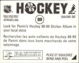 1988-89 Panini Hockey Stickers #89 Brian Bellows Back