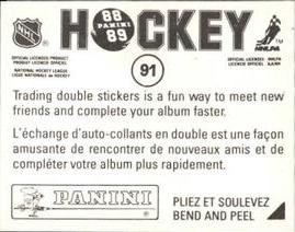 1988-89 Panini Hockey Stickers #91 Bob Brooke Back