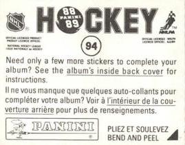 1988-89 Panini Hockey Stickers #94 Brian Lawton Back