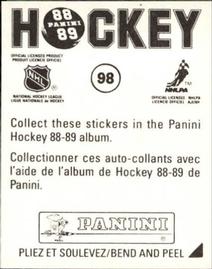 1988-89 Panini Hockey Stickers #98 St. Louis Blues Team Logo Back
