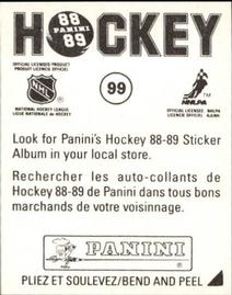 1988-89 Panini Hockey Stickers #99 St. Louis Blues Uniform Back