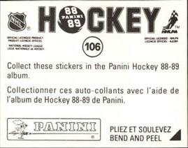 1988-89 Panini Hockey Stickers #106 Tony Hrkac Back
