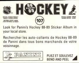 1988-89 Panini Stickers #107 Brett Hull Back