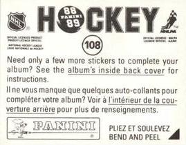 1988-89 Panini Hockey Stickers #108 Mark Hunter Back