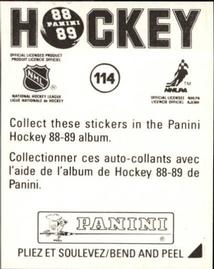 1988-89 Panini Stickers #114 Toronto Maple Leafs Team Logo Back