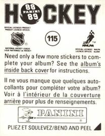 1988-89 Panini Stickers #115 Toronto Maple Leafs Uniform Back