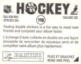 1988-89 Panini Hockey Stickers #118 Al Iafrate Back