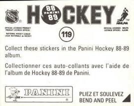 1988-89 Panini Hockey Stickers #119 Luke Richardson Back
