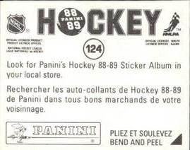 1988-89 Panini Hockey Stickers #124 Dan Daoust Back