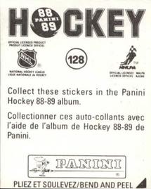 1988-89 Panini Stickers #128 Toronto Maple Leafs Team Photo Back