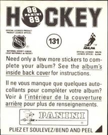 1988-89 Panini Hockey Stickers #131 Vancouver Canucks Uniform Back