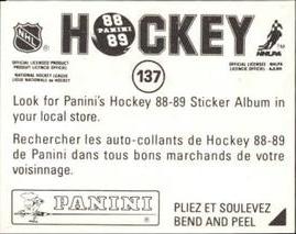 1988-89 Panini Hockey Stickers #137 David Bruce Back
