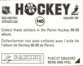 1988-89 Panini Hockey Stickers #140 Petri Skriko Back
