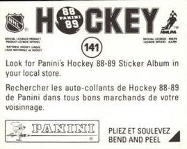 1988-89 Panini Stickers #141 Stan Smyl Back
