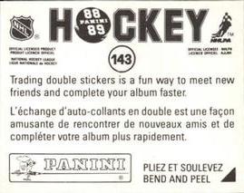 1988-89 Panini Hockey Stickers #143 Tony Tanti Back