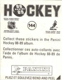 1988-89 Panini Stickers #144 Vancouver Canucks Team Photo Back