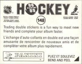 1988-89 Panini Hockey Stickers #148 Daniel Berthiaume Back