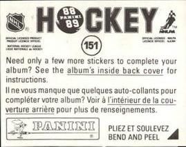 1988-89 Panini Hockey Stickers #151 Mario Marois Back