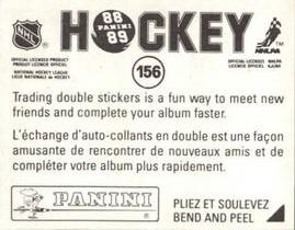 1988-89 Panini Stickers #156 Paul MacLean Back