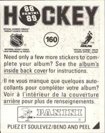 1988-89 Panini Hockey Stickers #160 Winnipeg Jets Back