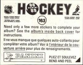 1988-89 Panini Hockey Stickers #163 Washington Defeats Flyers Back