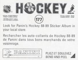 1988-89 Panini Stickers #177 Stanley Cup Back