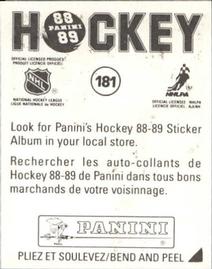 1988-89 Panini Stickers #181 Wayne Gretzky Back