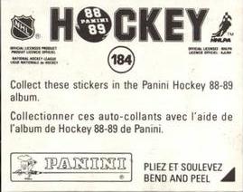 1988-89 Panini Stickers #184 Edmonton Oilers Celebrate Back