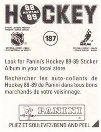 1988-89 Panini Stickers #187 Steve Yzerman Back