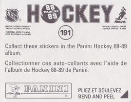 1988-89 Panini Stickers #191 Boston Bruins Action Back