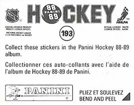 1988-89 Panini Stickers #193 Wayne Gretzky Back