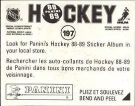 1988-89 Panini Stickers #197 Philadelphia Flyers vs. Washington Capitals Back