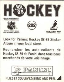 1988-89 Panini Hockey Stickers #202 Boston Bruins Uniform Back