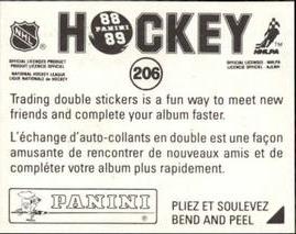 1988-89 Panini Hockey Stickers #206 Michael Thelven Back