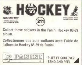 1988-89 Panini Hockey Stickers #211 Ken Linseman Back