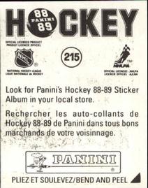 1988-89 Panini Hockey Stickers #215 Boston Bruins Back