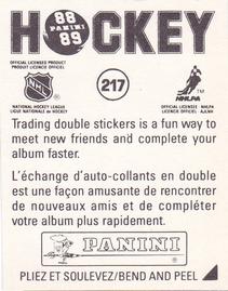 1988-89 Panini Hockey Stickers #217 Buffalo Sabres Team Logo Back