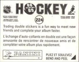 1988-89 Panini Hockey Stickers #224 Scott Arniel Back