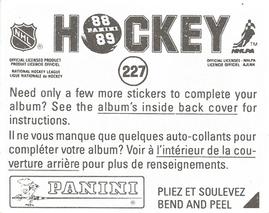 1988-89 Panini Hockey Stickers #227 Christian Ruuttu Back